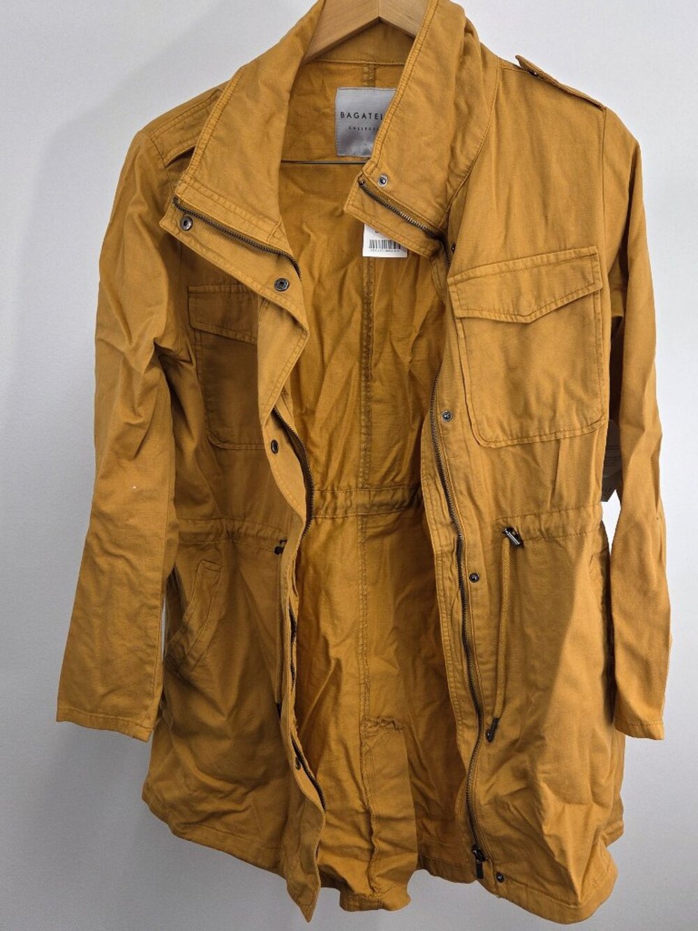 Bagatelle Women's Medium Mustard Cotton Lyocell Jacket Drawstring Waist Coat